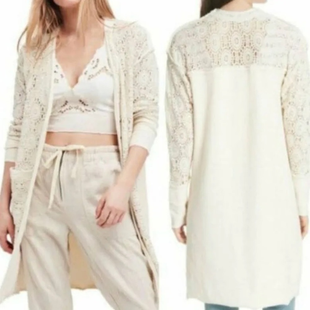Free People Ivory Crotchet Cardigan